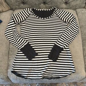 Lululemon Athletica Reversible B&W Striped Open Your Heart Long Sleeve Shirt
